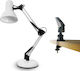 Lucas Office Lamp with Foldable Arm for Socket E27 and Clip in White Color