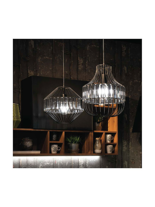 Fan Europe Opium Κρεμαστό Φωτιστικό Μαύρο με Ντουί E27 30x120εκ.