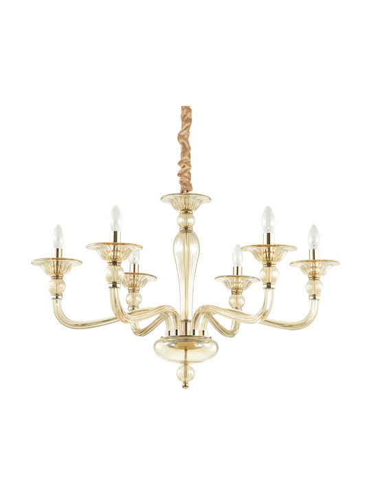 Ideal Lux Danieli Sp6 Candelabru 6xE14 cu Lumânări Galben Miere 159942