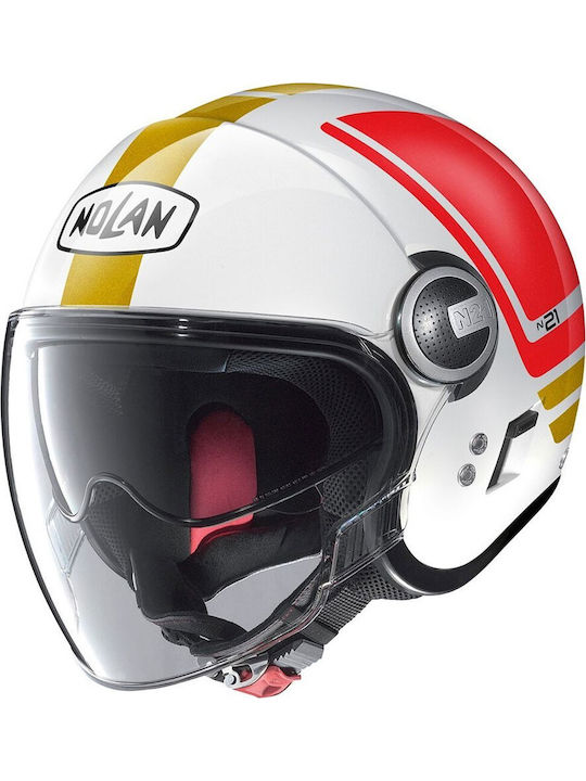 Nolan N21 Visor Flybridge 67 Metal Alb Casca Moto Jet cu Vizieră Solară