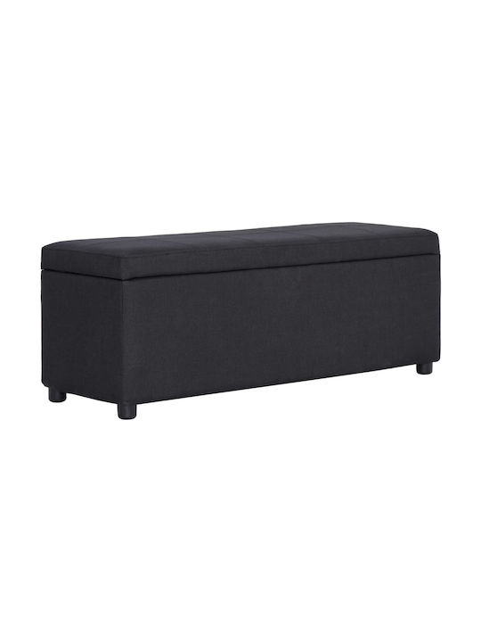 Stool Bench Stool With Storage Space Upholstered with Leatherette Black 116x38x43cm