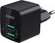 Aukey Φορτιστής Χωρίς Καλώδιο με 2 Θύρες USB-A 12W Μαύρος (PA-U32)