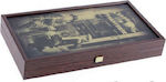 Manopoulos Cafe Handmade Backgammon Wooden with Checkers 48x48cm