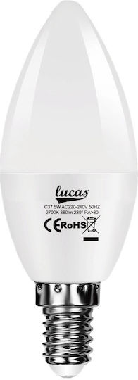 Lucas LED-Lampe 5W für Fassung E14 und Form C37 Kühles Weiß 400lm