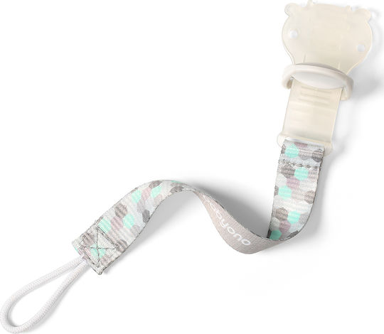 Babyono Ribbon Pacifier Clip made of Fabric Gray