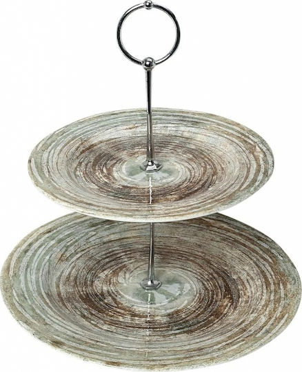 Espiel Ceramic Dessert Tower Stand with 2 Tiers Beige Ø27cmxY27cm