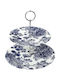 Espiel Ceramic Dessert Tower Stand with 2 Tiers Blue Flowers Blue Ø27cmxY27cm