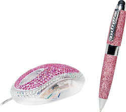 LogiLink Rhinestone & Gilttering Wired Pink