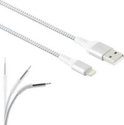 Lamtech Geflochten USB-A zu Lightning Kabel Weiß 2m (LAM450282)