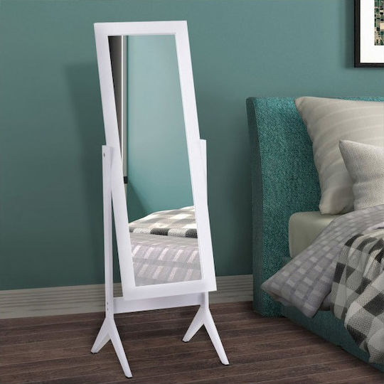 HomCom Floor Mirror with White Wooden Frame 148x47cm