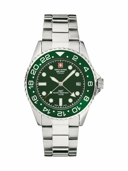 Swiss Alpine Military by Grovana Men's Watch 42mm Battery with Silver Metal Bracelet
