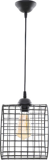 Alphab2b Hängelampe Schwarz Raster mit Fassung E27 18cm.