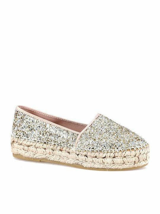 Viguera 1223 Women's Fabric Espadrilles Glitter Gold