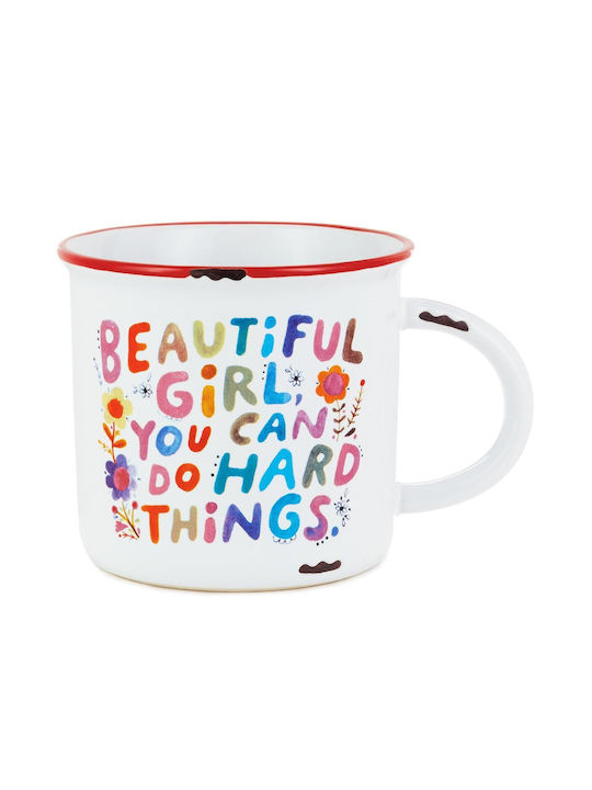 Natural Life Beautiful Girl You Can Do Hard Things Ceramic Cup White 470ml