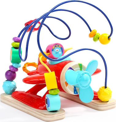 Top Bright Maze Multifunctional Round Bead Plane made of Wood for 24++ Months