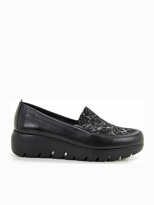 Boxer Leather Women's Loafers in Black Color