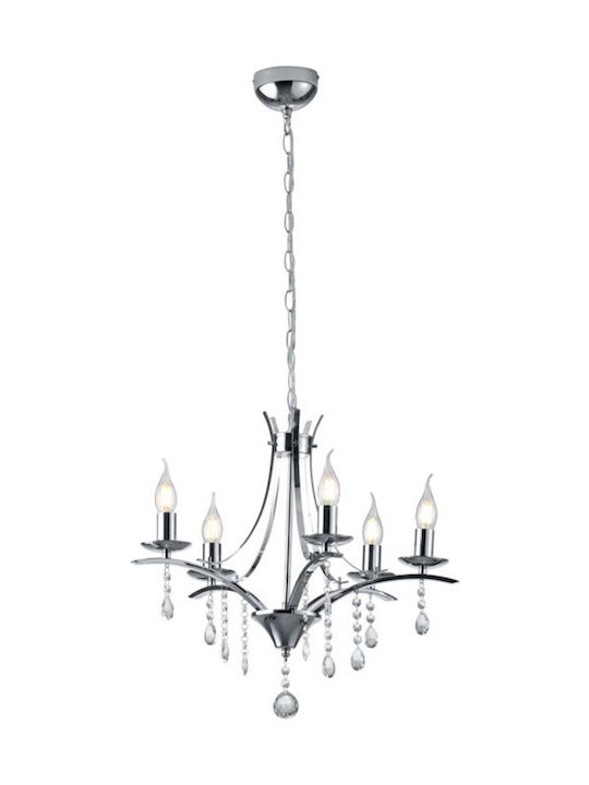 Trio Lighting Lucerna Candelabru Ø52cm Cu Sfeșnice Argintii Trio Lighting Lucerna Candelabru Ø52cm Cu Sfeșnice Argintii