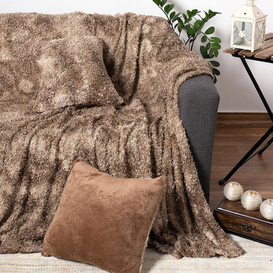 Silk Fashion Астракан Покривка За Двуместен Диван Космат 180x250см Бежова