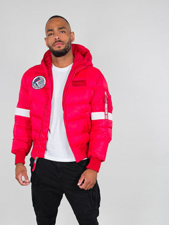Hooded Χειμωνιάτικο Μπουφάν Puffer Κόκκινο