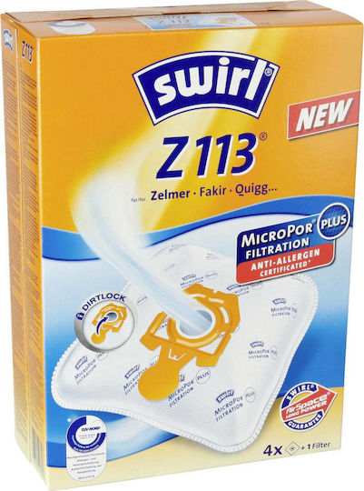 Swirl Z 113 MP Plus AirSpace Staubsaugerbeutel 4Stück Kompatibel mit Staubsauger Universal