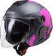 LS2 OF573 Twister II Xover Matt Titanium Purple Motorradhelm Jet ECE 22.05 1100gr 30573 42 74