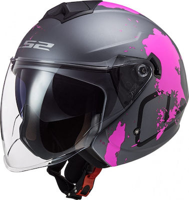 LS2 OF573 Twister II Xover Jet Helmet with Sun Visor ECE 22.05 1100gr Matt Titanium Purple OF573TIIPXMTP