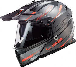 LS2 Pioneer Evo MX436 Knight On-Off Helmet with Sun Visor ECE 22.05 1350gr Titanium Fluo/Orange