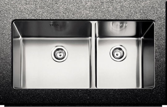 Fortinox Squadro Υποκαθήμενος Νεροχύτης Αριστερός Inox Σατινέ Μ85xΠ44cm Ασημί