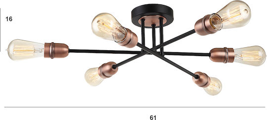 Luma Copper Plafonieră de Tavan 61buc Neagră cu Soclu E27