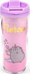 Thumbs Up Pusheen - Fierce Glass Thermos Plastic 275ml Pink with Mouthpiece