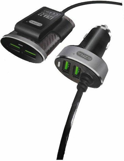 Ezra EA27 Auto-Ladegerät 120W 5.1A mit Anschlüssen: 4xUSB mit Kabel Eingebettet
