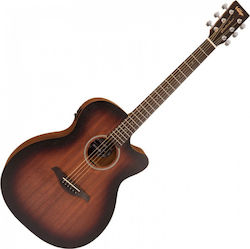 Vintage Semi-Acoustic Guitar VE-660WK Cutaway Brown
