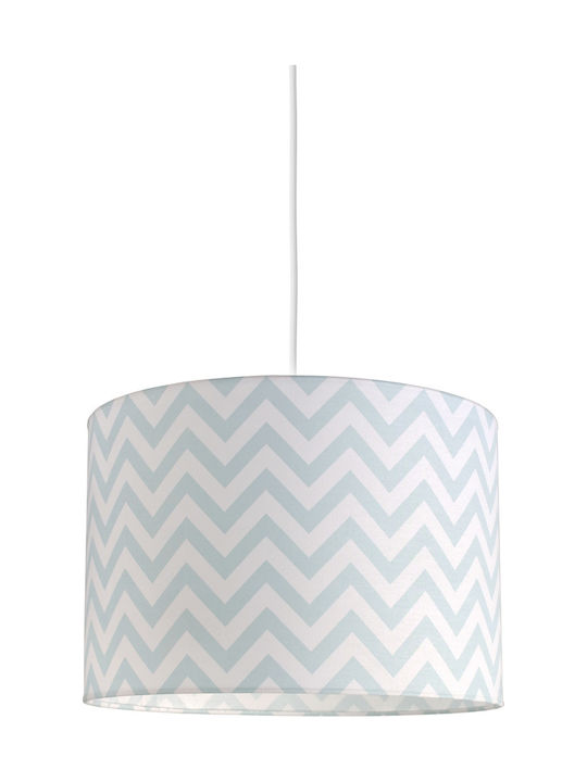 Veis Hesperis Chevron Single Bulb Kids Lighting Pendant of Fabric 60W with Drive Size E27 Mint 35x24cm