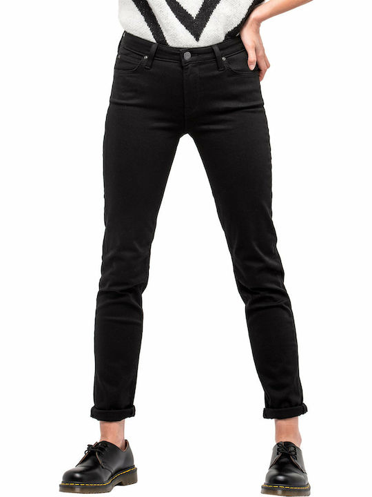 Lee Elly Women's High-waisted Cotton Trousers in Slim Fit Black