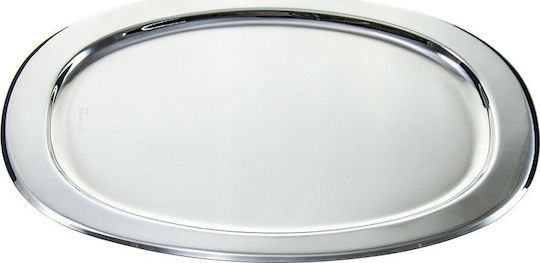 Skamagas Πιατέλα Σερβιρίσματος 40x28cm Πιατέλα Σερβιρίσματος Οβάλ Ανοξείδωτη Ασημί 40x28εκ.