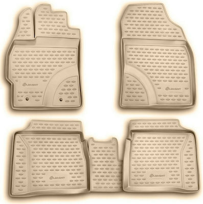 Novline Set of Front and Rear Mats Tray Type 4pcs from Rubber for Toyota Prius Beige