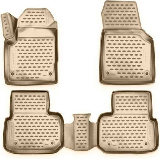 Novline Set of Front and Rear Mats 4pcs Tray Type for Land Rover Discovery 2014+ Beige