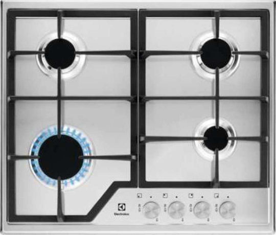 Electrolux Gas Cooktop Autonomous Inox 59.5x51εκ. Silver