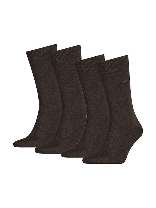 Tommy Hilfiger Classic Men's Solid Color Socks Brown 2Pack