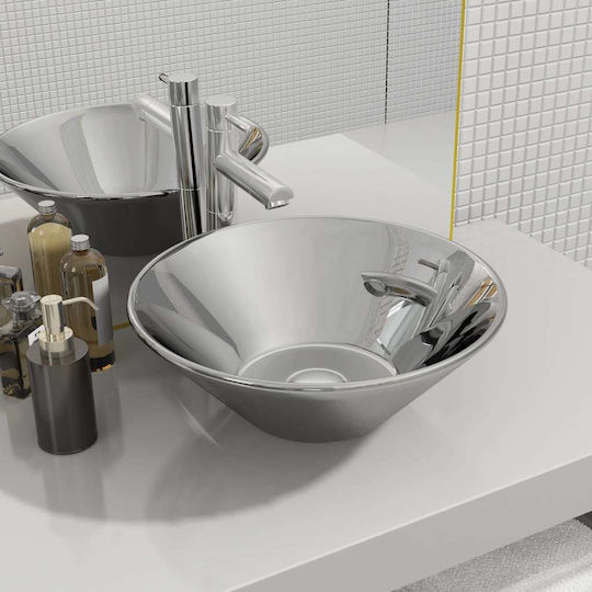 vidaXL Countertop Sink Ceramic 42x42x14cm Silver