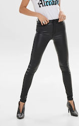 Only Royal Rock Women' High Waisted Leather Trouser Skinny Fit Black