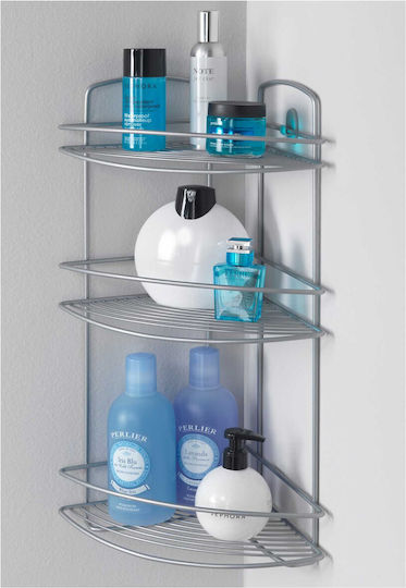 Metaltex Eckregal Onda Ecke An der Wand montiert Badezimmerregal Metallisch mit 3 Regalböden 22x22x53cm Silber Metaltex Eckregal Onda Ecke An der Wand montiert Badezimmerregal Metallisch mit 3 Regalböden 22x22x53cm Silber