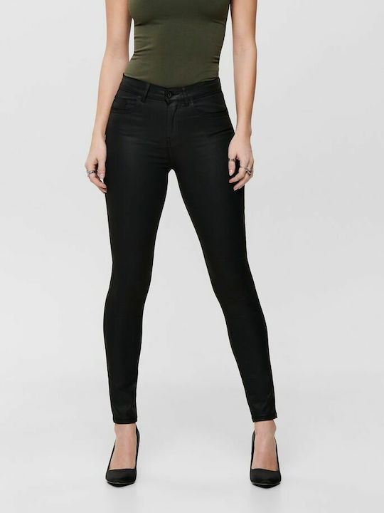 Only Fhush Ankle Coated Skinny Fit Damenjeans in Slim Passform Schwarz