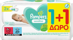 Pampers Sensitive Baby Wipes without Alcohol & Fragrance 2x52pcs