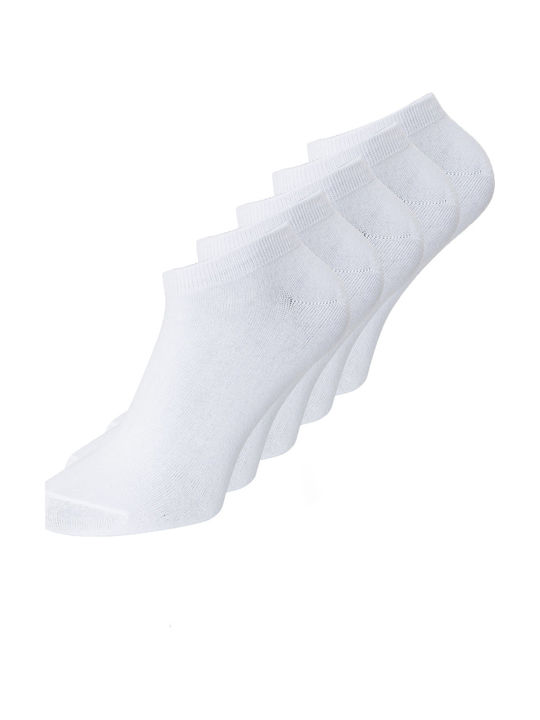 Jack & Jones Едноцветни чорапи Бели 5 опаковки