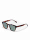 Hawkers Woody Unisex Sunglasses with Brown Tartaruga Plastic Frame and Green Lens