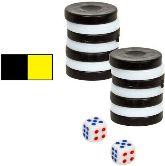 ToyMarkt 891424/69-1404 Plastic Checkers for Backgammon Yellow / Black 1pcs