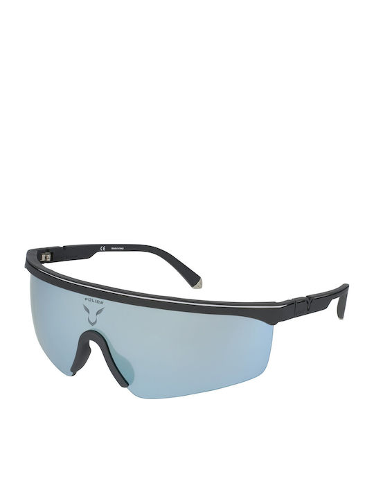 Police Lewis Hamilton Men's Sunglasses with Black Plastic Frame and Light Blue Lens SPLA28 9U5X