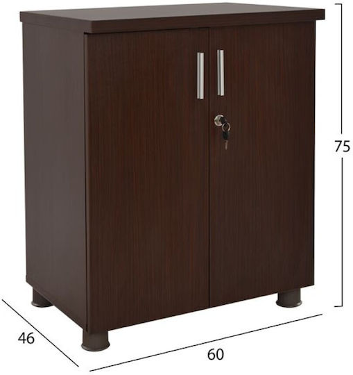 Vance Wooden Office Cabinet with Lock Wenge 60x46x75cm