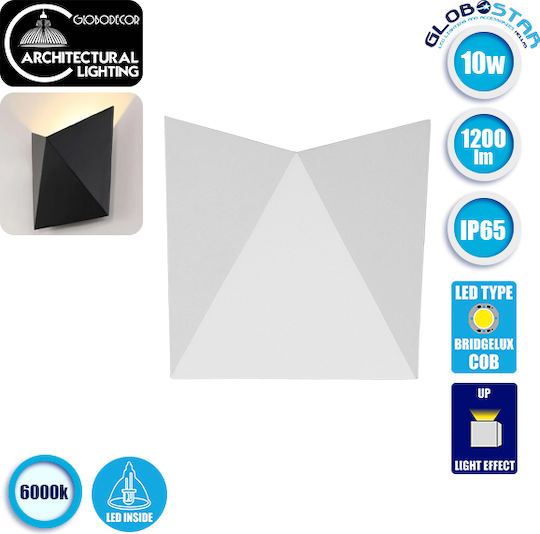 GloboStar Stealth Wall-Mounted Outdoor Ceiling Lamp LED IP65 10W with Cool White Light 17x7.5x17cm